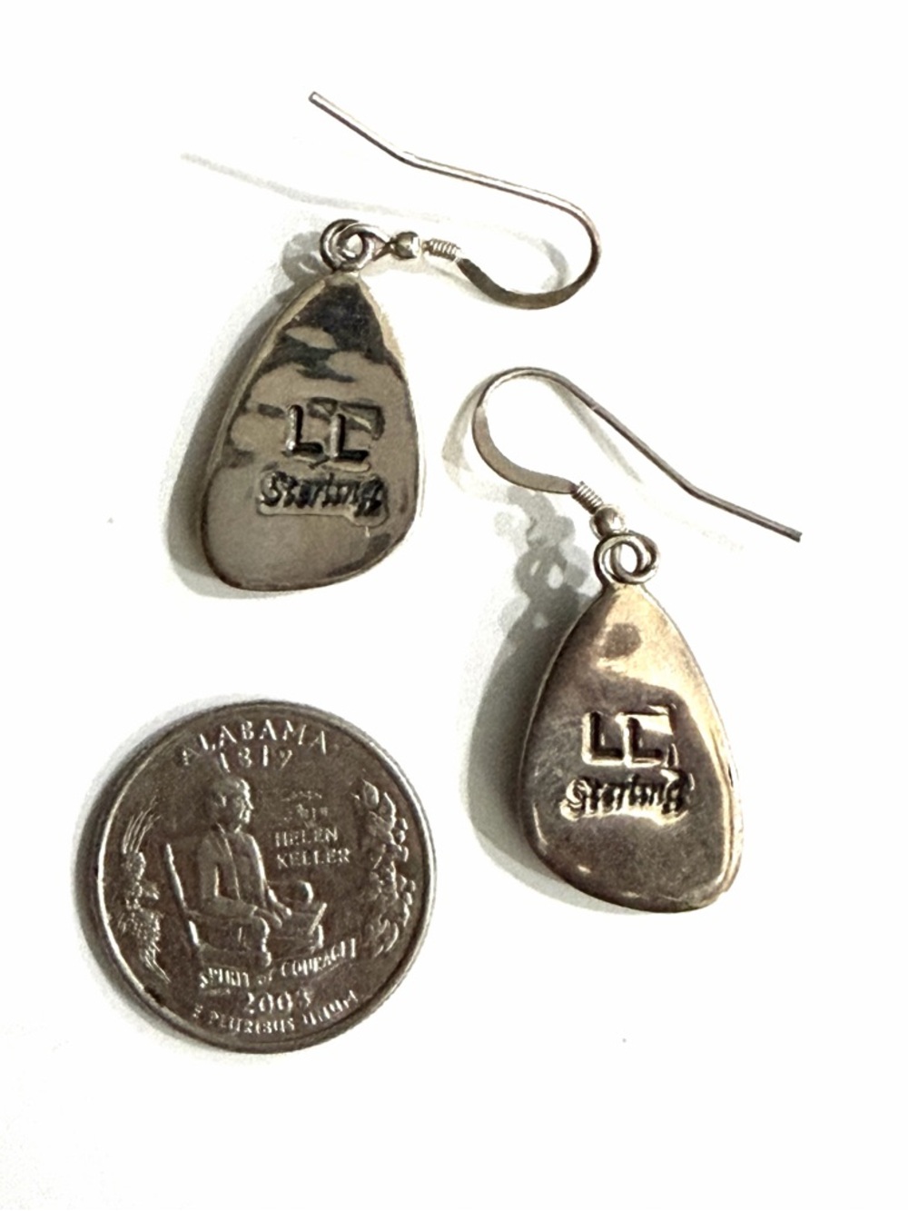 Signed - Lambert Livingston, Navajo. Vintage Blue Diamond Turquoise Earrings - Picture 2 of 5